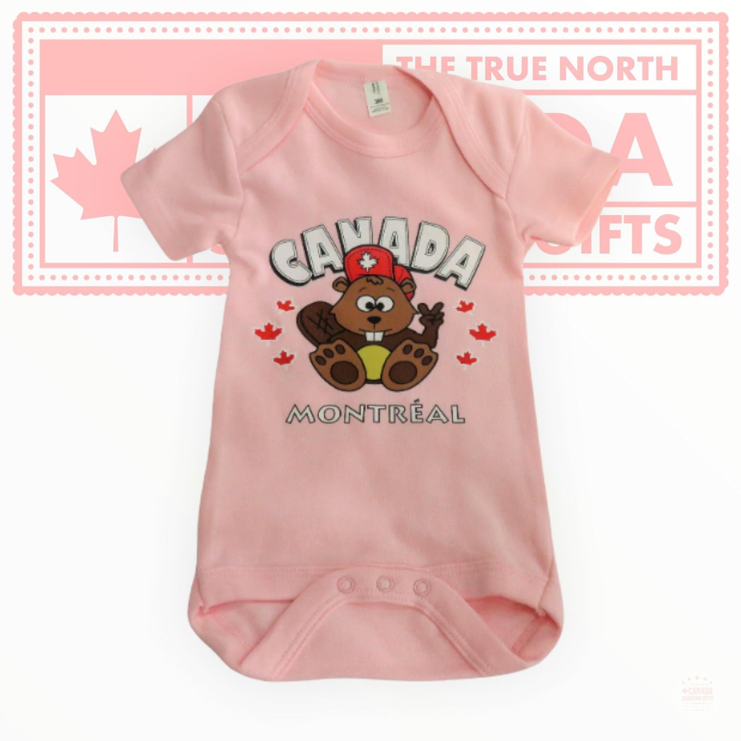 Funny Animal Baby Onesie - So Dam Cute Pink Baby Onesie, Canada Beaver Bodysuit Size 3-Months to 18-Months