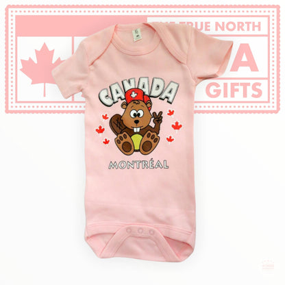 Funny Animal Baby Onesie - So Dam Cute Pink Baby Onesie, Canada Beaver Bodysuit Size 3-Months to 18-Months