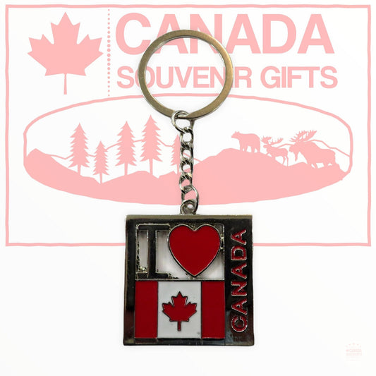 I Love Canada Key Holder - Metal National Canadian Flag Keyring | Key Chain Gift Men Women Keychain