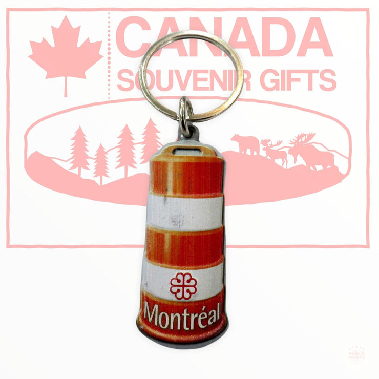 Key Chain - Montreal Quebec Construction Pole Themed Key Holder - Metal Keyring