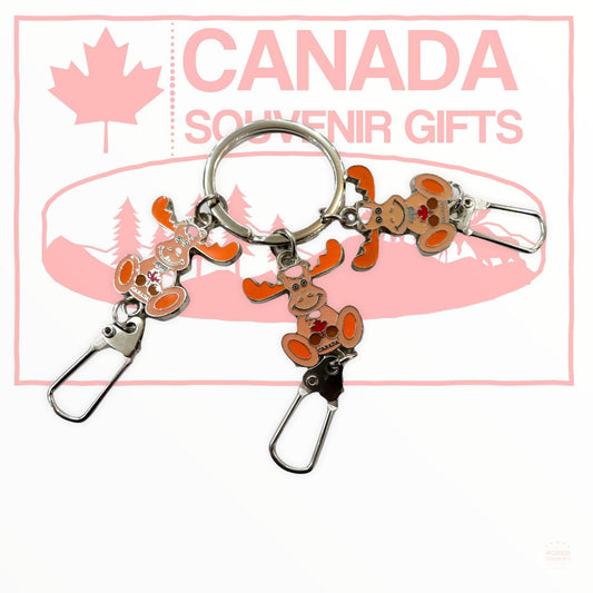 Keychain - 3 Funny Dancing Moose Key Ring | Canada Key Holder