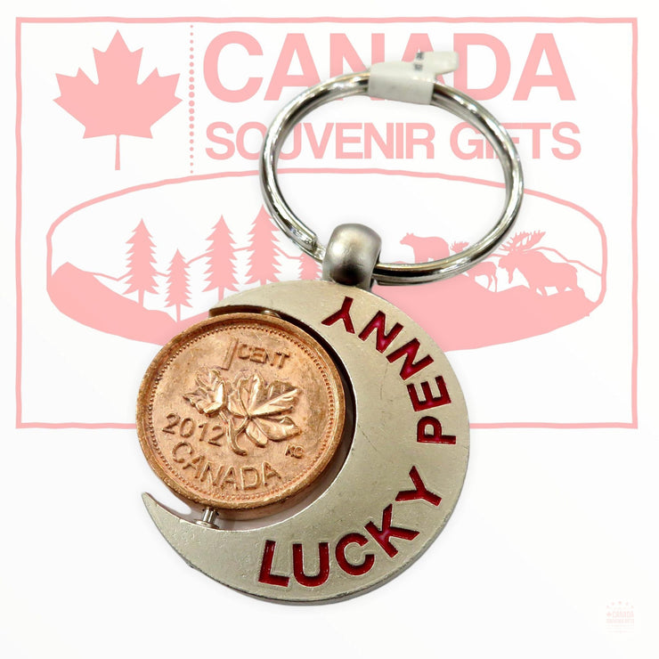 Keychain - Canada Lucky Penny Keyring - Metal Diecast Key Holder