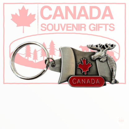 Keychain - Canada Maple Leaf in Red with Bear and Baby Bear - Moose - Totem Pole with Inukshuk - 3 different Variation Option