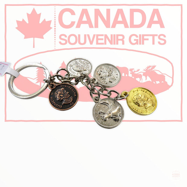 Keychain - Canadian Coins Collection Porte-Cle Souvenir Canada Quebec Montreal