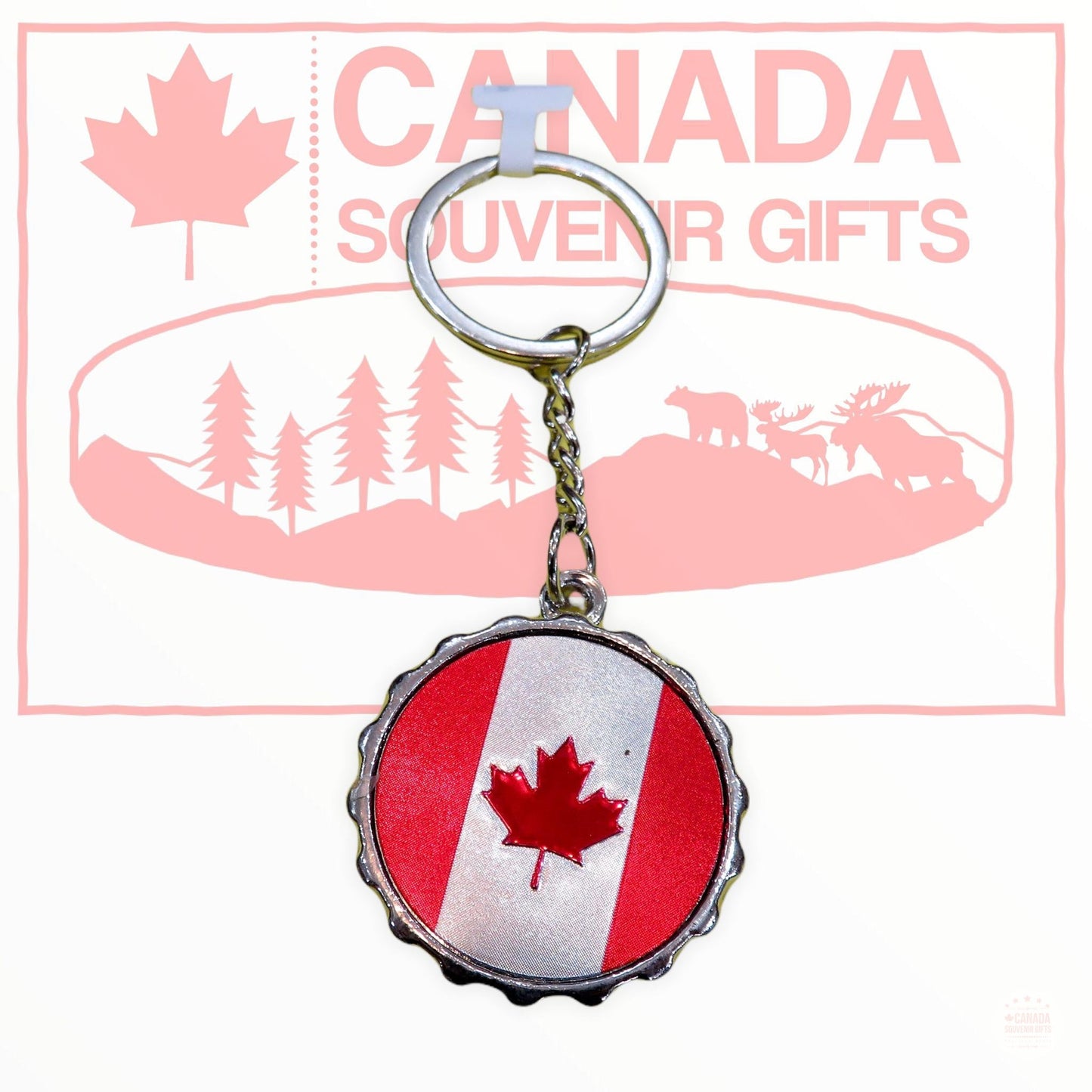 Canadian Flag Themed Bottle Opener Key Ring