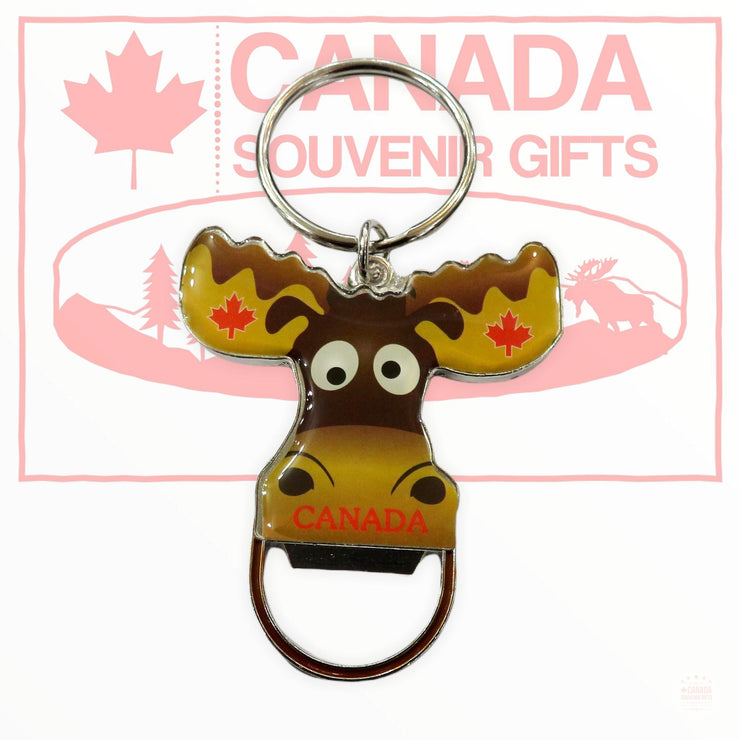 Keychain - Drunk Moose Head Key Ring - Canada Bottle Opener Key Holder