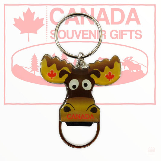 Keychain - Drunk Moose Head Key Ring - Canada Bottle Opener Key Holder