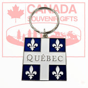 Keychain - Quebec Flag Key Holder Metal Diecast - Souvenir Quebec