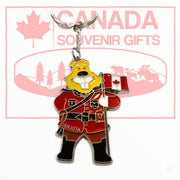 Keychain - RCMP Beaver Officer with Canadian National Flag Key Ring