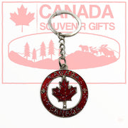 Keychain - Red Maple Leaf Spinner - Canada Metal Key Ring - Key Holder