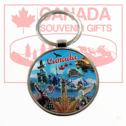 Porte-clés - Porte-clés Vintage Canada - Porte-clés Cercle en Métal Porte Cle Souvenir