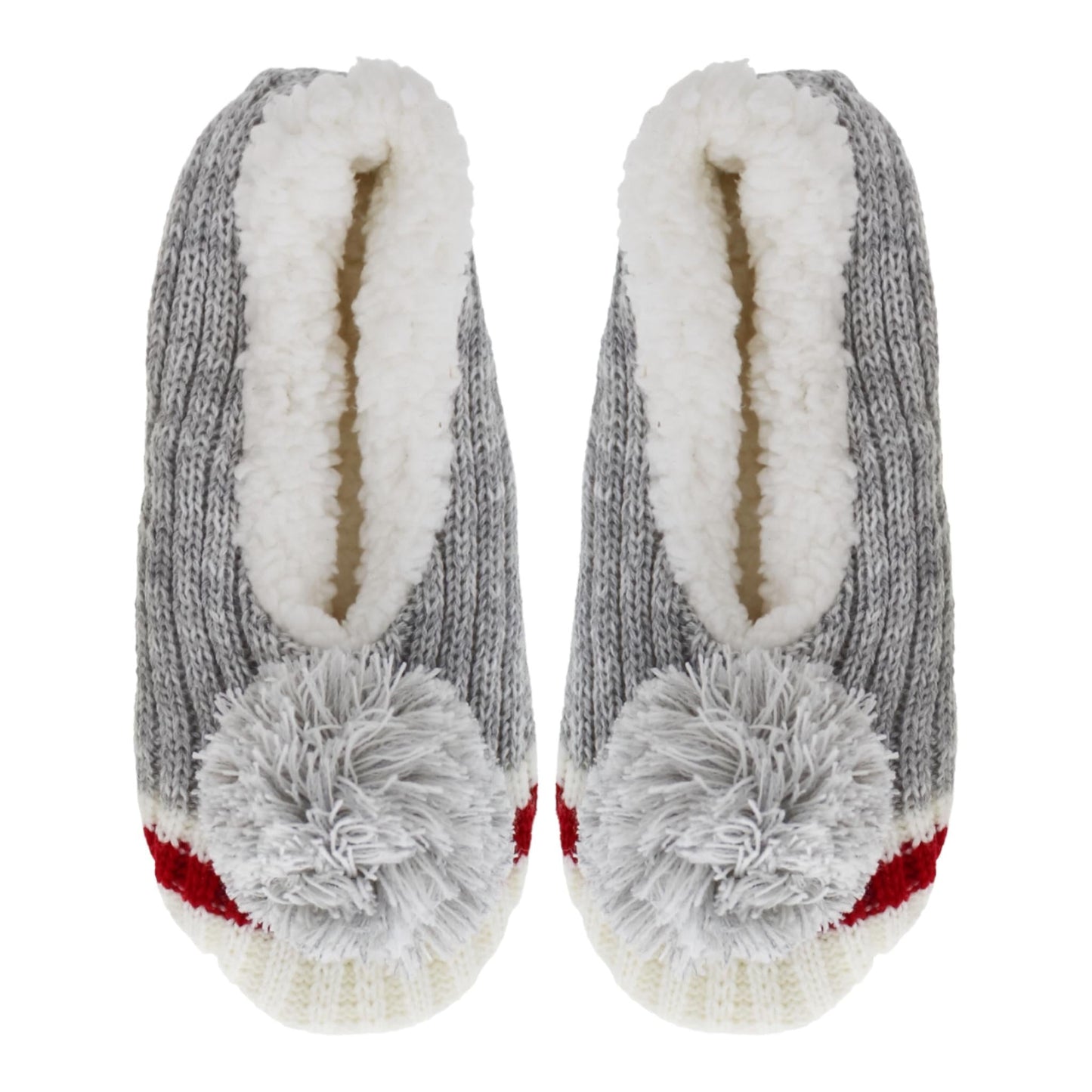 Ladies Rib Knit Slipper With Oversized Thick Yarn Pom