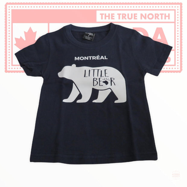 Little Bear Shirt Boys Girls Son Daughter Bear w/ Montreal name drop on Navy T-shirt Kids 2-6 Years Age