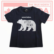 Little Bear Shirt Boys Girls Son Daughter Bear w/ Montreal name drop on Navy T-shirt