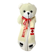 Moose Bear Pencil Case Plush W/ Canadian Flag And Montreal Name Drop Embroidery