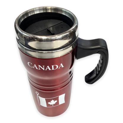 Tasse de voyage Montréal Canada 396,9 g – Tasse à café isotherme en acier inoxydable avec poignée facile à prendre en main – Rouge minuit