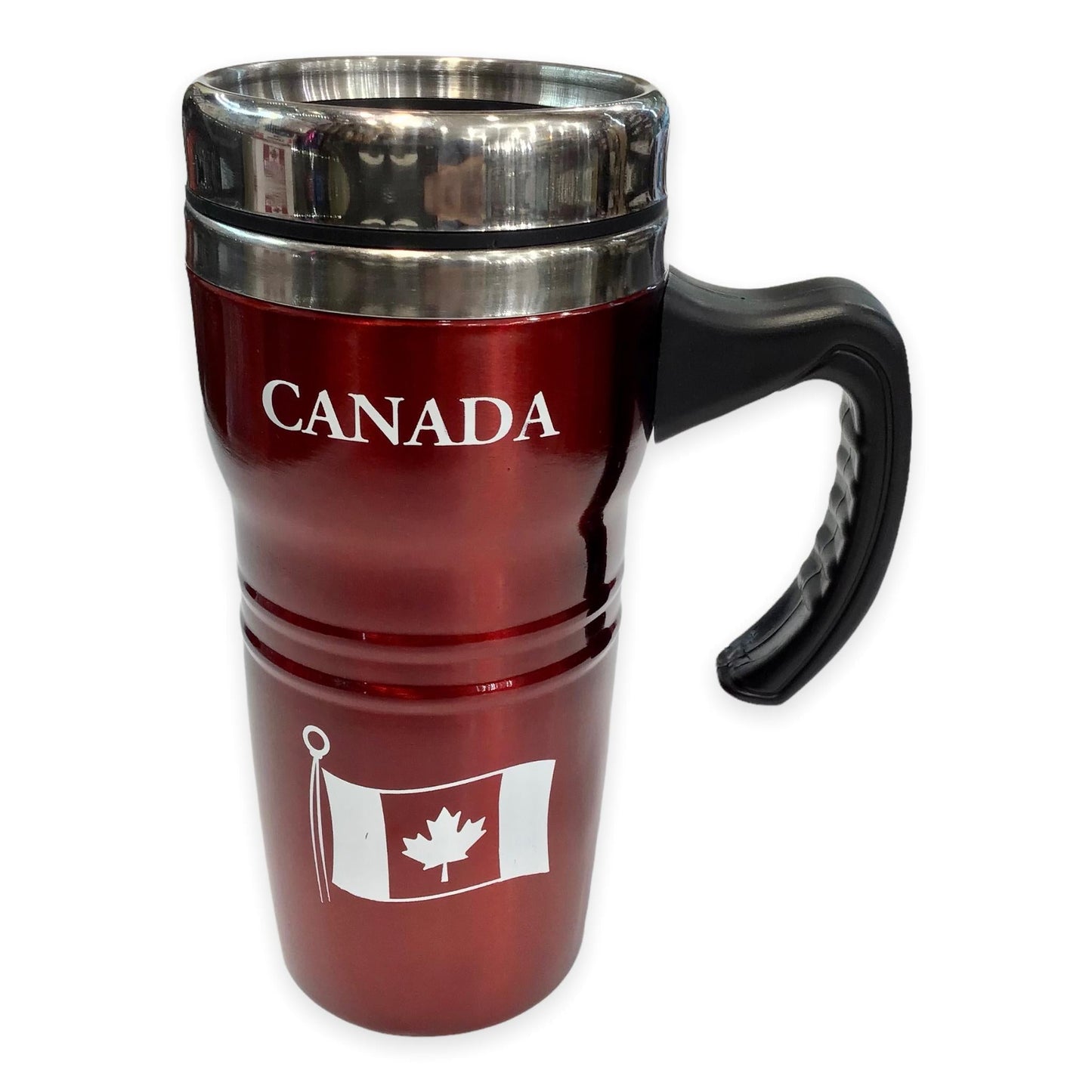 Tasse de voyage Montréal Canada 396,9 g – Tasse à café isotherme en acier inoxydable avec poignée facile à prendre en main – Rouge minuit