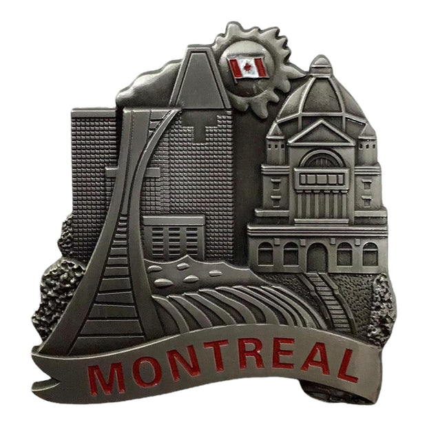 Montréal Canada Waving Landmark Vintage Metal Fridge Magnet Souvenir- Memories Canada Magnet Aimant 3D