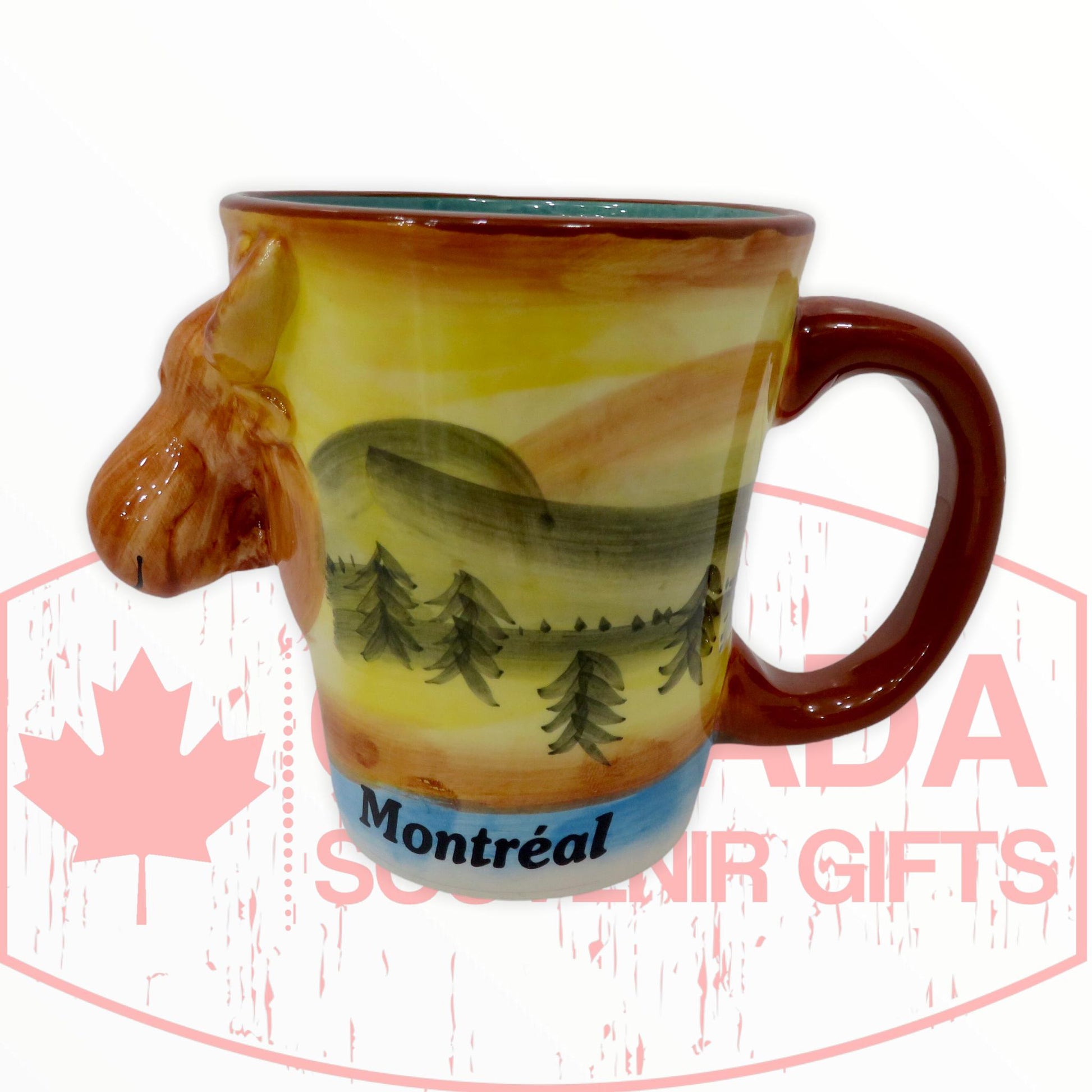 Montreal Ceramic 3D Unique Moose Mug - Painted Pattern Design Coffee Cup