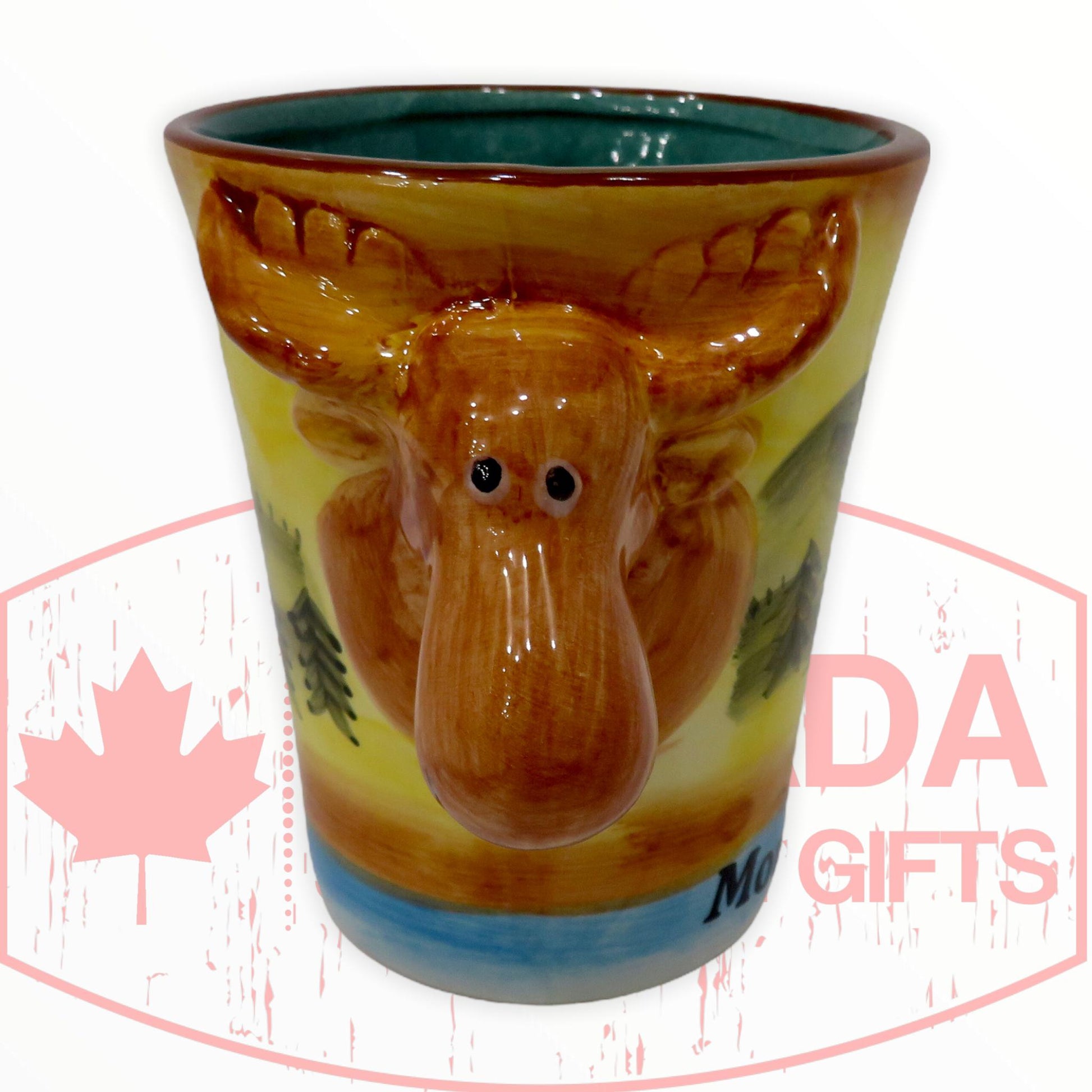 Montreal Ceramic 3D Unique Moose Mug - Painted Pattern Design Coffee Cup