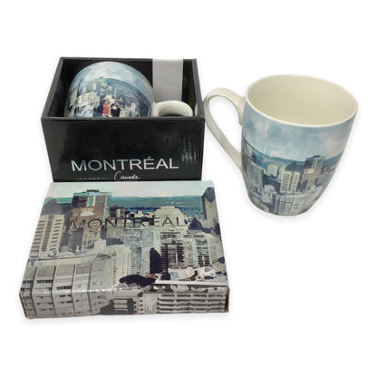 Tasse à café Skyline de la ville de Montréal avec boîte-cadeau assortie Tasse en céramique