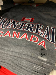 Montreal Embroidery Adult Unisex T-shirt Charcoal w/ Red Canada