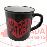 Montreal Red Heart Coffee Cup w/ Black Background Themed Coffee Mug