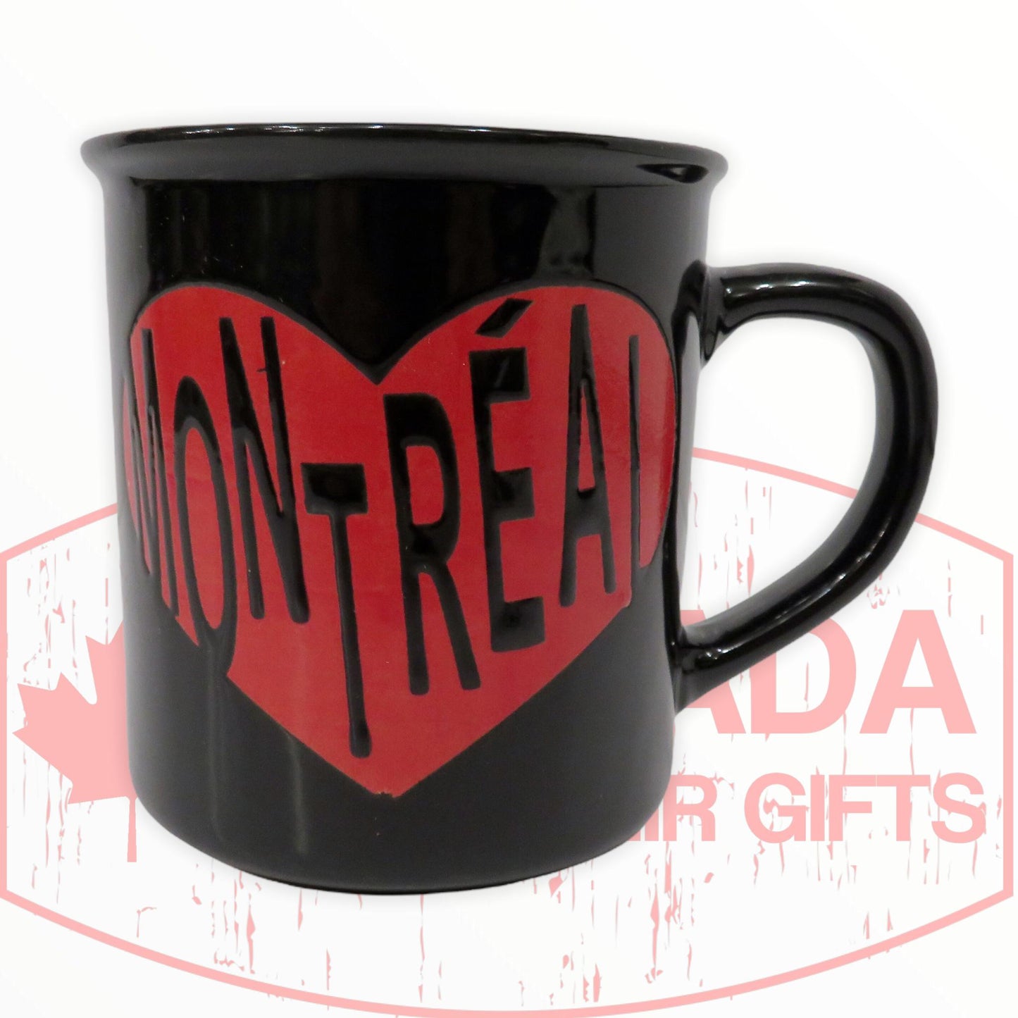 Montreal Red Heart Coffee Cup w/ Black Background Themed Coffee Mug