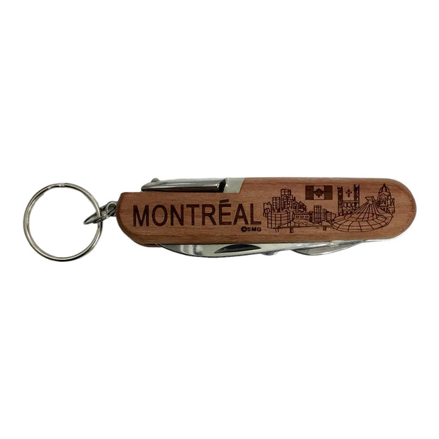 Montreal Scenic Engraving Pocket Multitool with Safety Locking Handy Gifts for Men 9 in 1 Multi Tool with Knife Bottle Opener Screwdriver Perfect for Outdoor Survival Camping Hiking Simple Repair