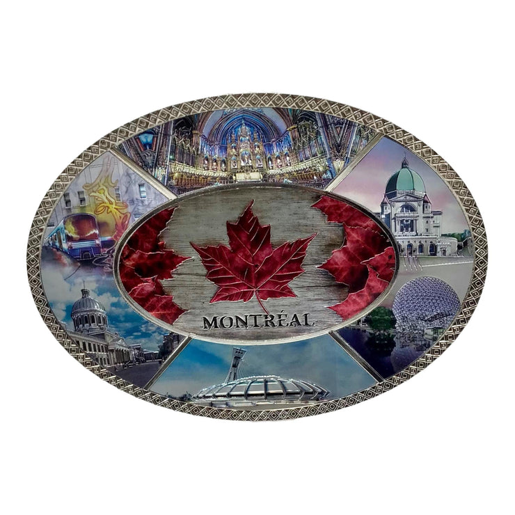 Montreal Scenic Souvenir Tin Plate Gift 7.5” x 5.5” Oval Shaped