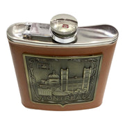 Montreal Vintage Hip Flask for Liquor 7 Oz with Funnel - Leak Proof Food Grade 18/8 Stainless Steel - Brown Leather Cover for Discrete Pocket Shot Drinking of Whiskey, Rum and Vodka | Ideal Gift for Men