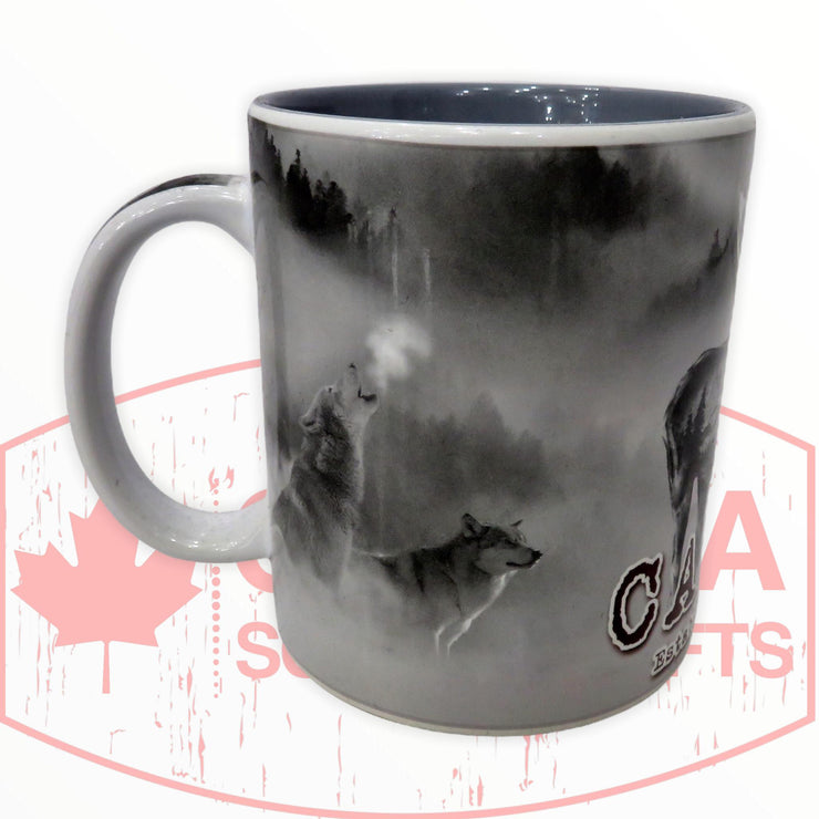 Moose Bear Wolf Canadian Paint 14 oz. Ceramic Mug | Canada Tea & Coffee Cup