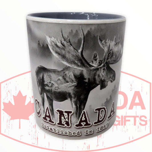 Moose Bear Wolf Canadian Paint Ceramic Mug | Canada Tea & Coffee Cup