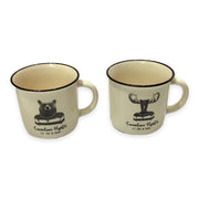 Moose and Bear Canadian Hipster It’s Time to Travel Cream Color Ceramic 13oz Coffee Mug Set | Funny Coffee Mug Set | Large Campfire Ceramic Mug Set | Unique Gift Idea for Women and Men