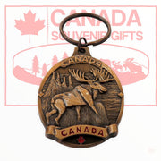 Moose in the Jungle Keychain - Canada Moose Key Holder - Metal Keyring - Silver, Bronze