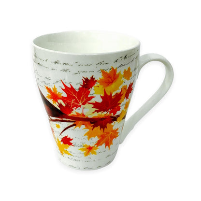 Mug - Canadian Northern Cardinal on Maple Leaf Tree - China Bone Cup w/ Matching Box