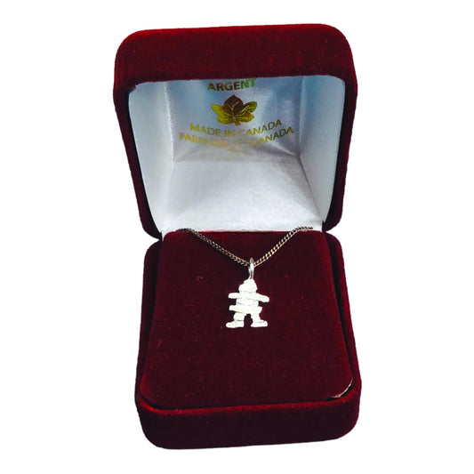 Collier Inukshuk avec chaîne - Cadeau de bijoux souvenir du Canada