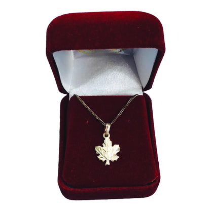 Necklace Maple Leaf W/ Chain - Made In Canada Souvenir Jewelry Gift