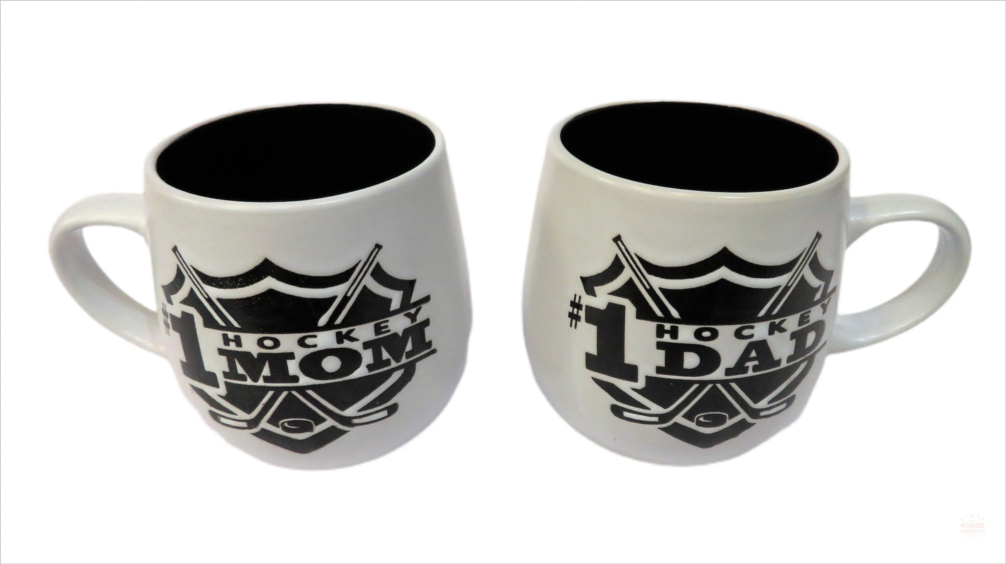 No 1 Hockey Mom and No 1 Hockey Dad Coffee Mugs 350 Ml 2-Pack, Our Hockey Mug is The Perfect Gift for Those Who Eat Sleep and Play Hockey.