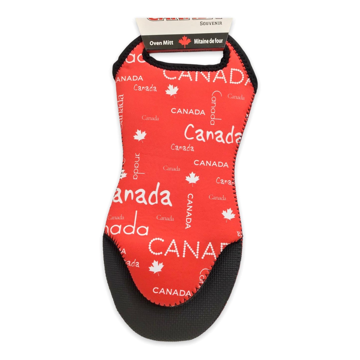 Oven Mitt Canada en silicone rouge trouvé sur le côté agrippant. Construit à 100 % en néoprène | Mitaine de four Souvenir Canada