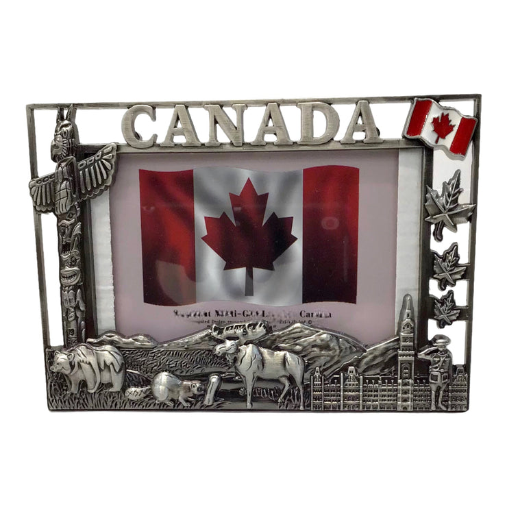 PICTURE FRAME CANADA SCENIC VINTAGE EMBOSSED 3D CUT 6.5” x 4.5” METAL PICTURES FRAME FOR 4x6 PHOTO