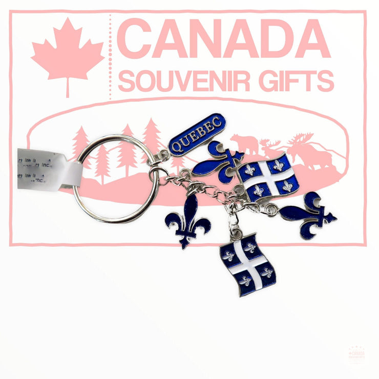 Quebec Flag Key Holder - Fleur de Lis Porte-Cle - Metal Keychain