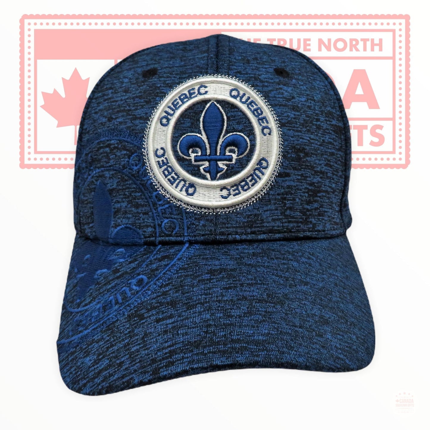 Quebec Fleur De Lys Blue Baseball Cap Hat Embroidery