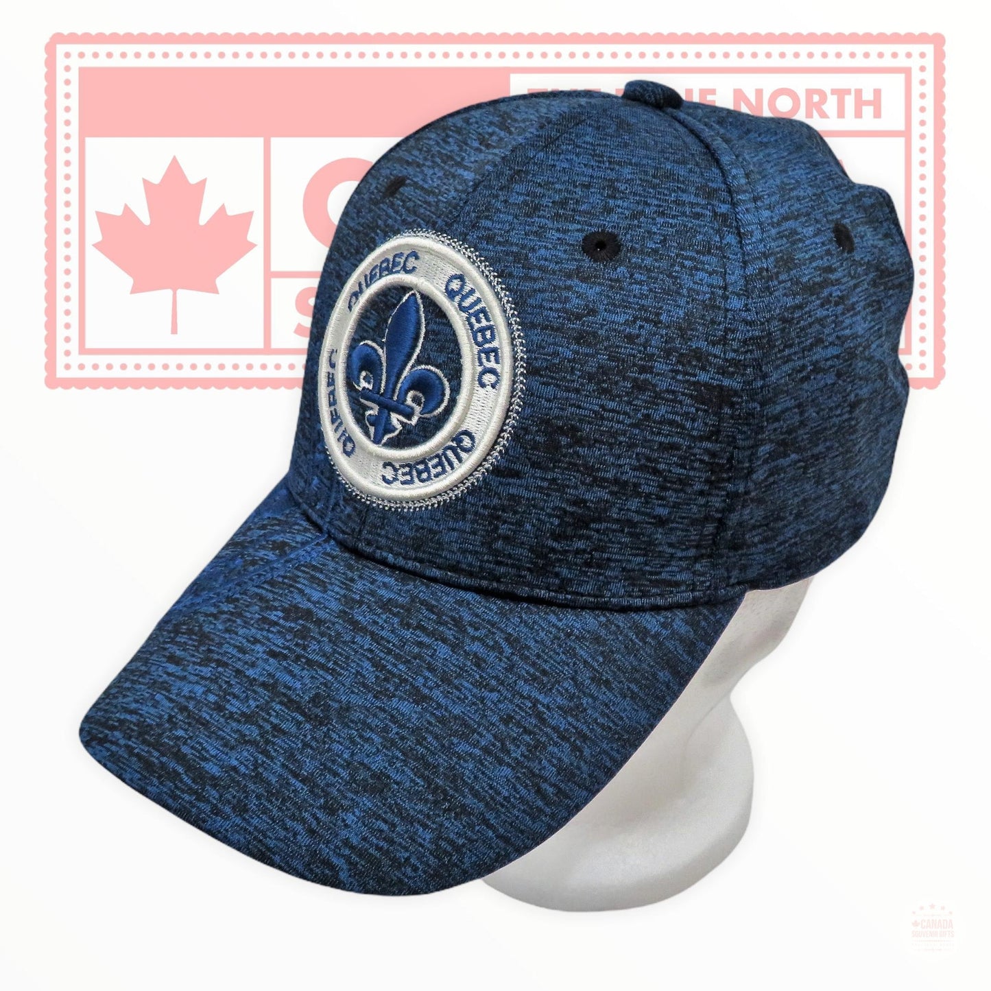 Quebec Fleur De Lys Blue Baseball Cap Hat Embroidery