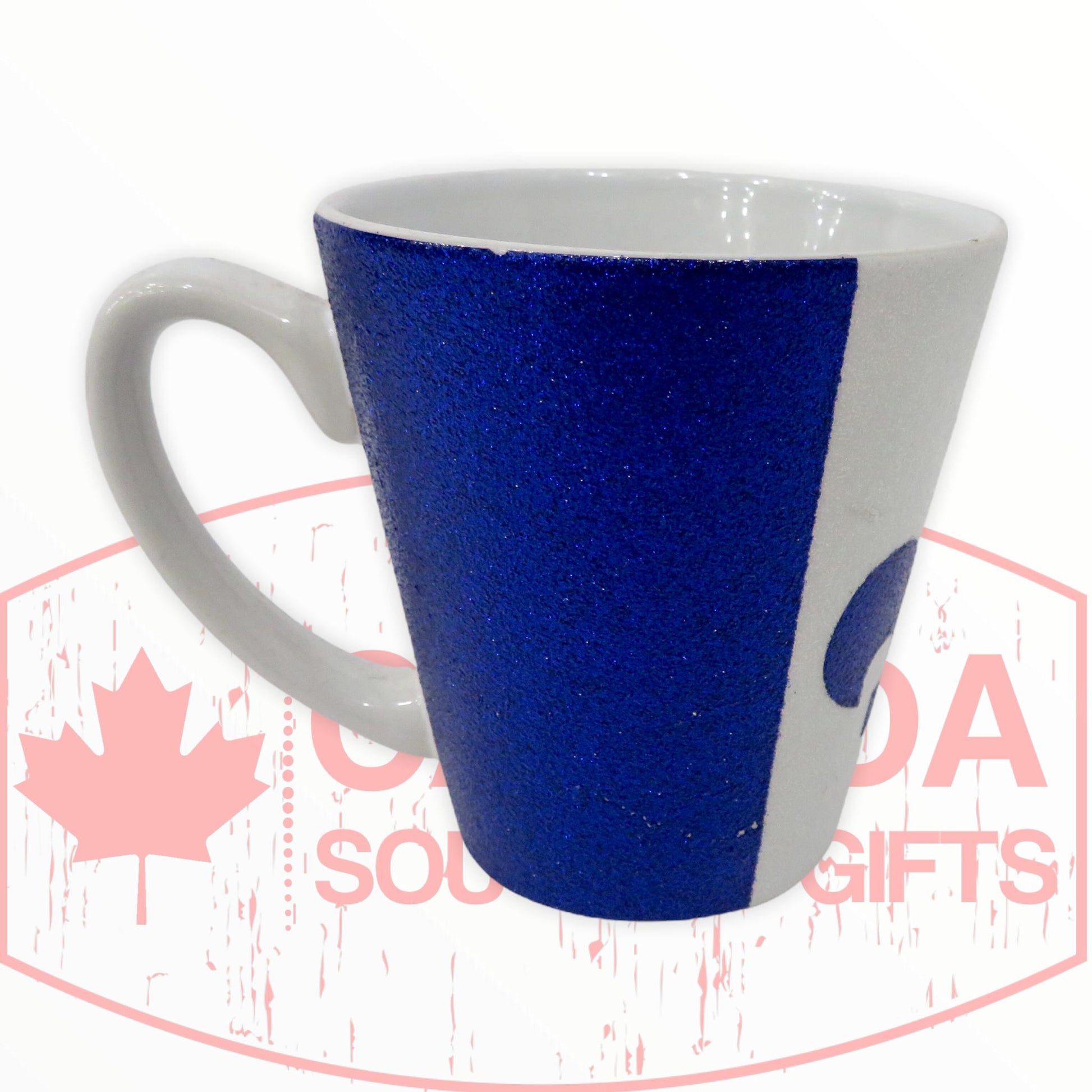 Quebec Fleur de Lys 14-Ounce Glitter Mug | Elegant Ceramic Coffee Mug / Tea Cup, Novelty Drinkware | Home & Kitchen Gifts And Collectibles