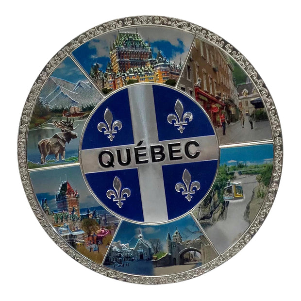 Québec Scenic Souvenir Tin Plate Gift 6” Circle Shaped