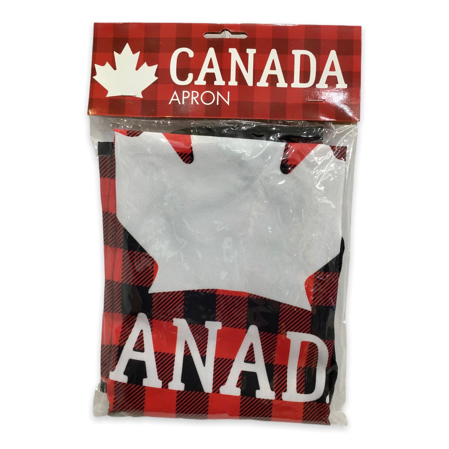 Red and Black Plaid Canada Apron with Maple Leaf Tablier