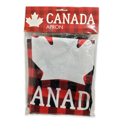 Red and Black Plaid Canada Apron with Maple Leaf Tablier