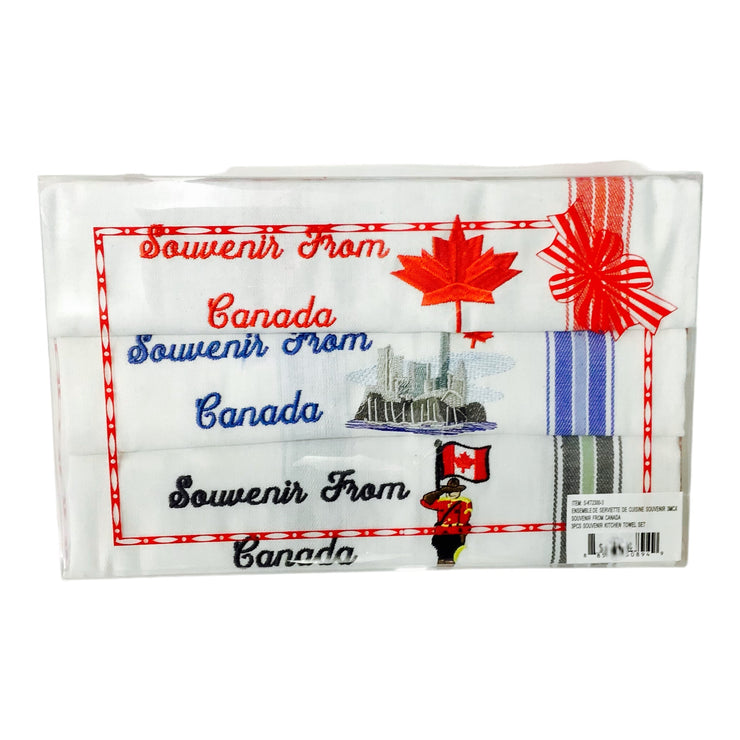S/3 ASSORTED KITCHEN TOWELS SOUVENIR FROM CANADA CANADA EMBROIDERY SOUVENIR GIFT PACK