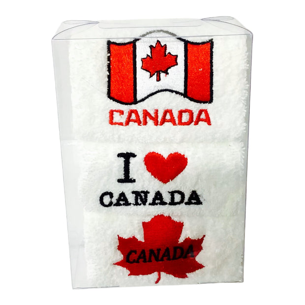 S/3 Canada Hand Towels Embroidery Souvenir Gift Pack